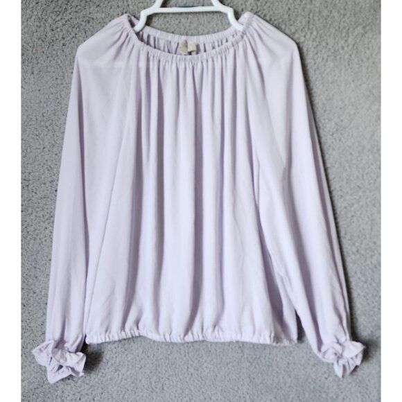 LOFT Women's Long Sleeve Off The Shoulder Elastic Waist Blouse Top Purple Sz XL - Picture 1 of 12